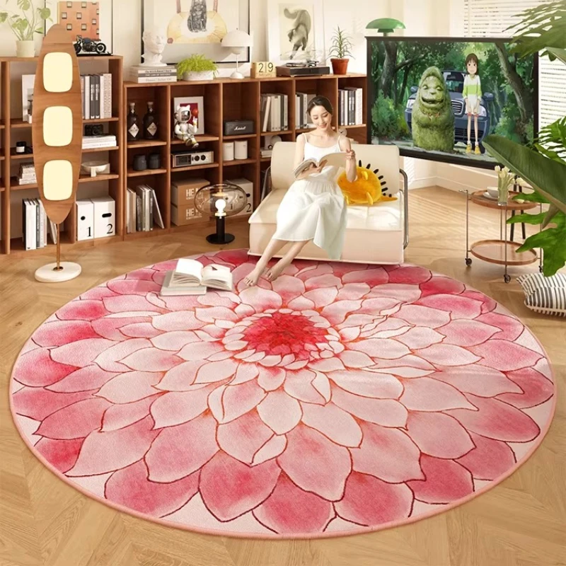 Gardening Tools Pink - سجادة أرضية دائرية وردية اللون لغرفة